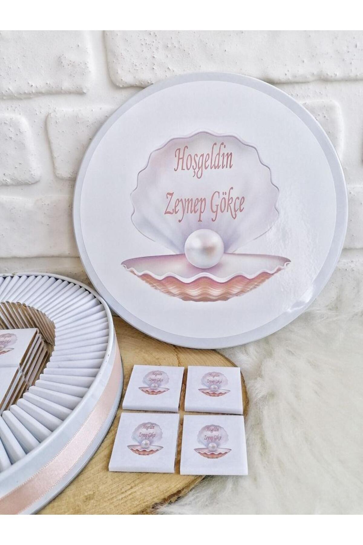 Angel Gift Chocolate 100 Adet Isme Özel Inci Temalı Hediyelik Hoşgeldin Kız Bebek Doğum Çikolatası fotoğrafı 6 (önizleme)