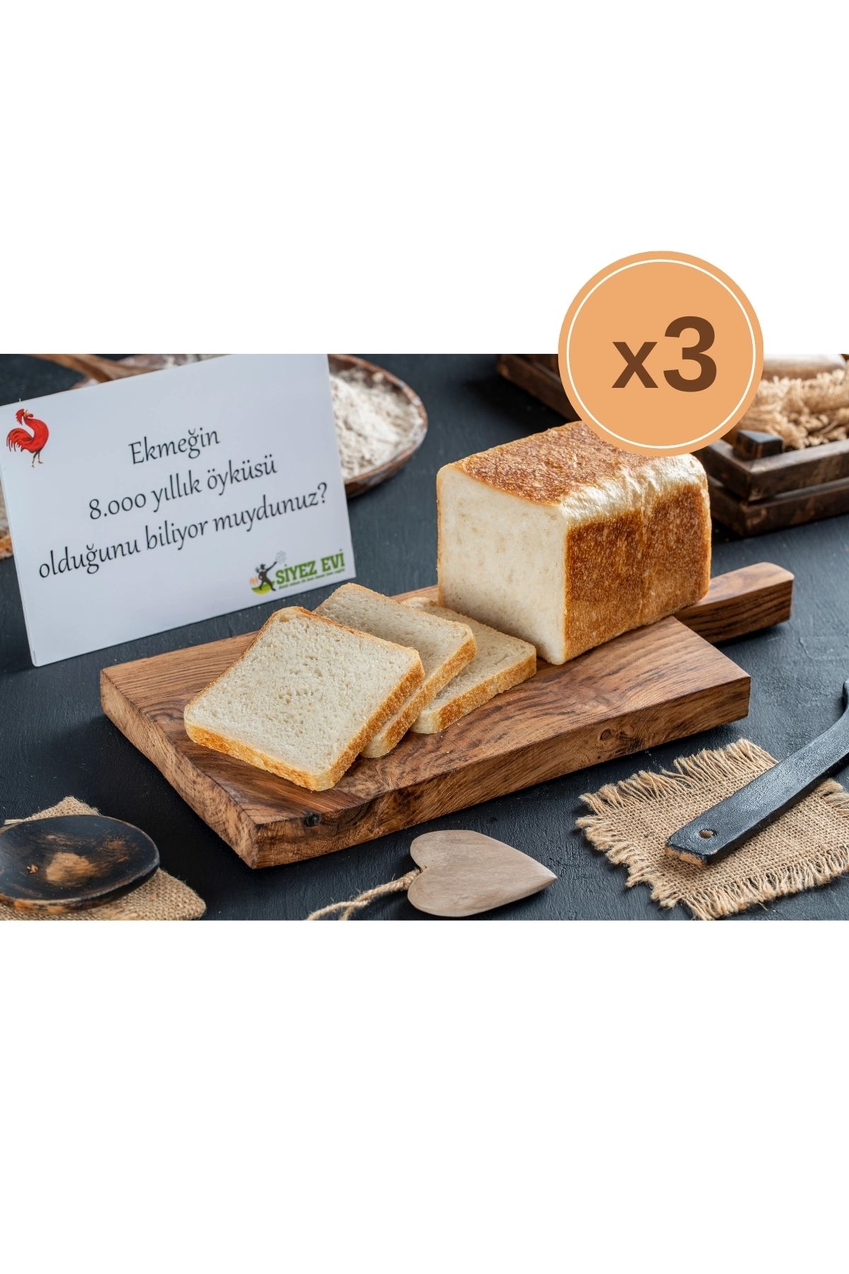 Siyez Evi 2.02kg Sütlü Tereyağlı Ekşi Mayalı Tost Ekmeği 3 Ekmek 3x675gr (SÜTLÜ TEREYAĞLI)