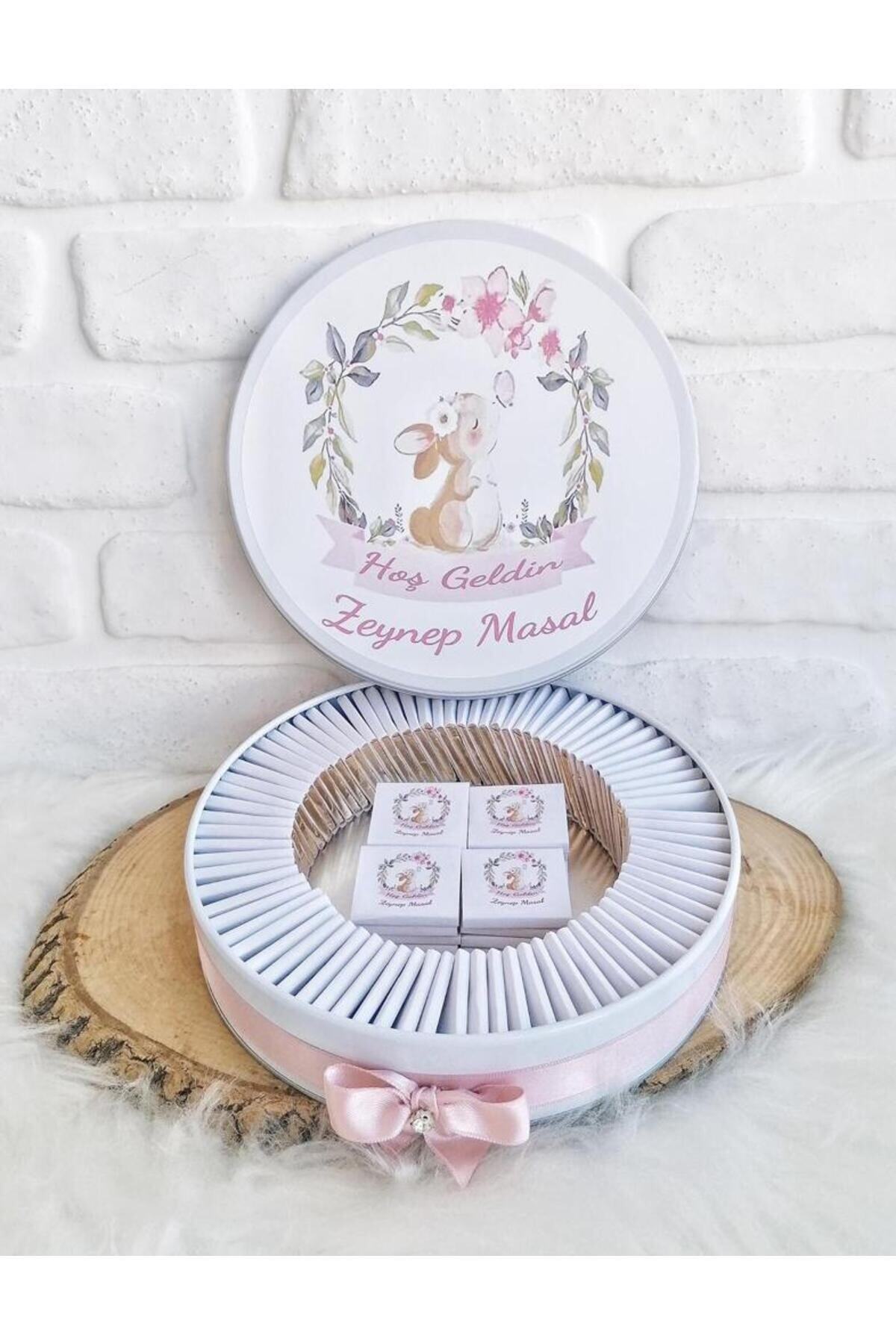 Angel Gift Chocolate 100 Adet Isme Özel Tavşan Temalı Hediyelik Kız Bebek Doğum Çikolatası fotoğrafı 4 (önizleme)