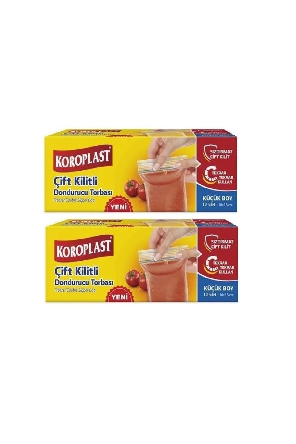 Koroplast Çift Kilitli Dondurucu Torbası Küçük Boy 10 X 15 Cm 12 Li x 2 Adet