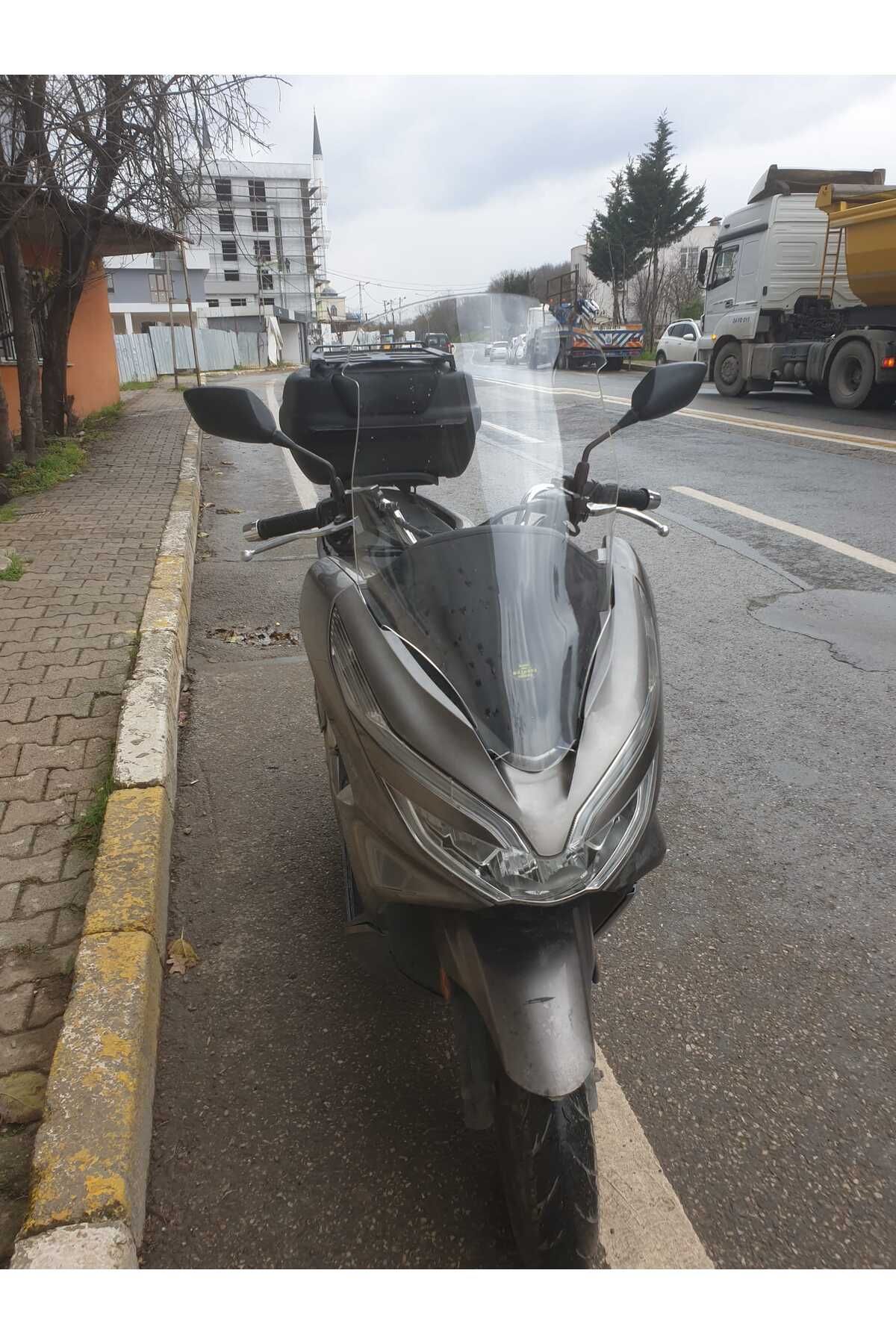 Honda Pcx Siperlik Ön Cam 2018 2020 Model 65cm Şeffaf Renkli 4mm ORTA BOYLU CAM