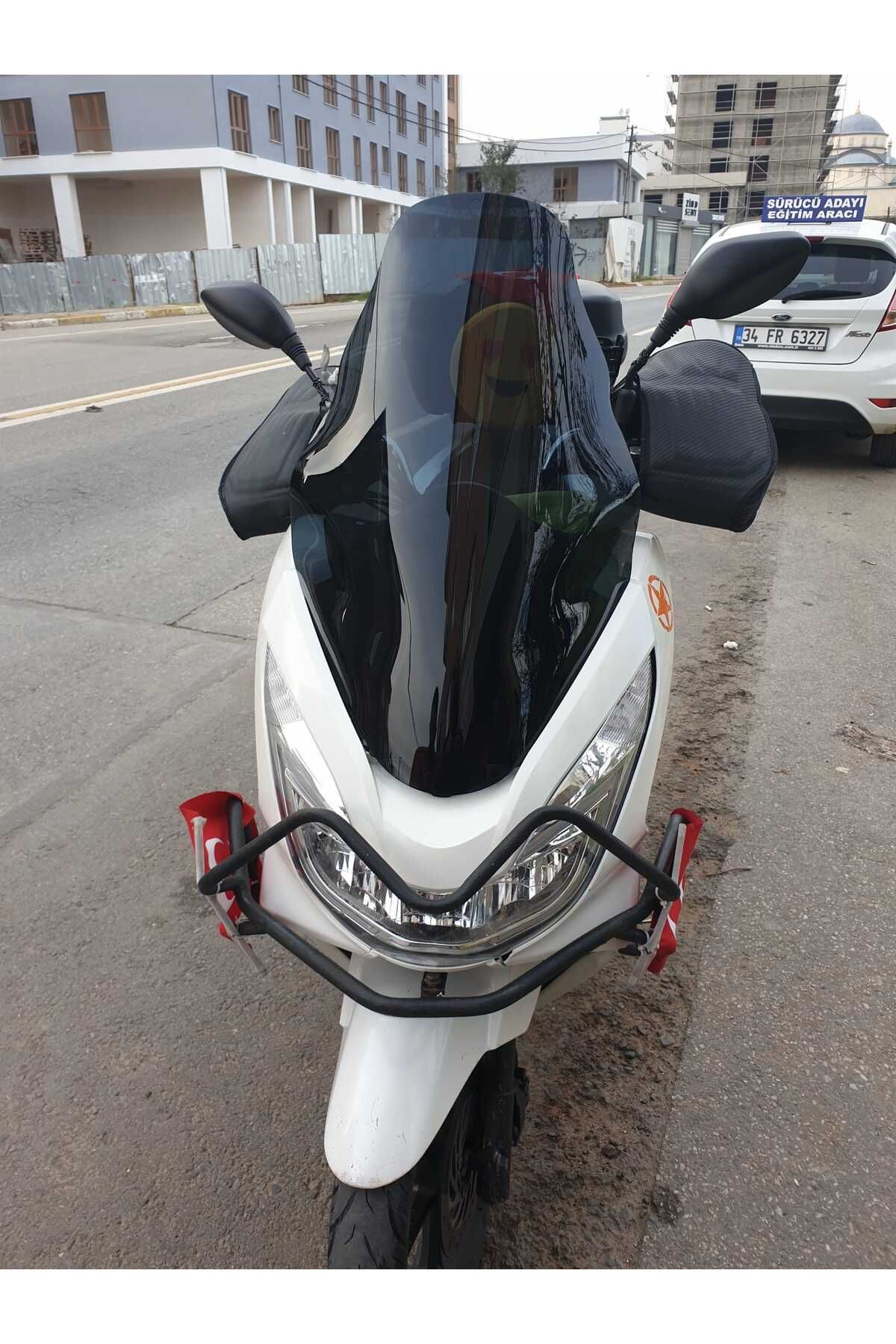 Honda Pcx Siperlik Ön Cam 2014 2017 Model 65cm Siyah Renkli 4mm ORTA BOYLU CAM