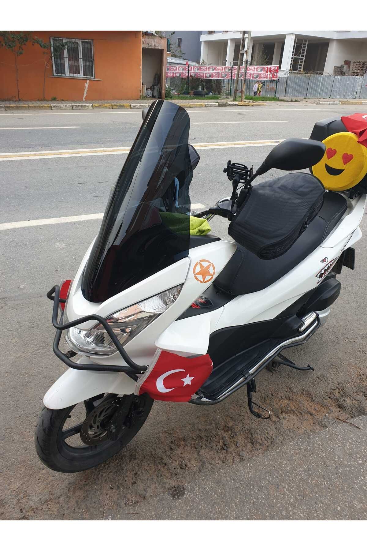 Honda Pcx Siperlik Ön Cam 2014 2017 Model 65cm Siyah Renkli 4mm ORTA BOYLU CAM