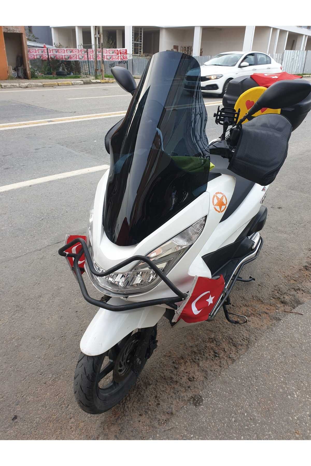 Honda Pcx Siperlik Ön Cam 2014 2017 Model 65cm Siyah Renkli 4mm ORTA BOYLU CAM
