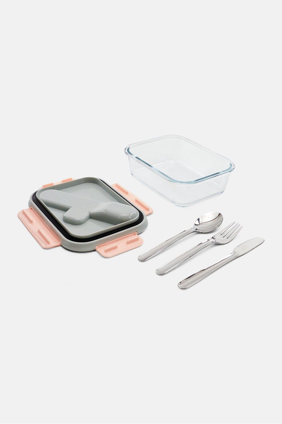 BUİLT NY-Lunch Box With Cutlery 900ml, Pink/Grey 2