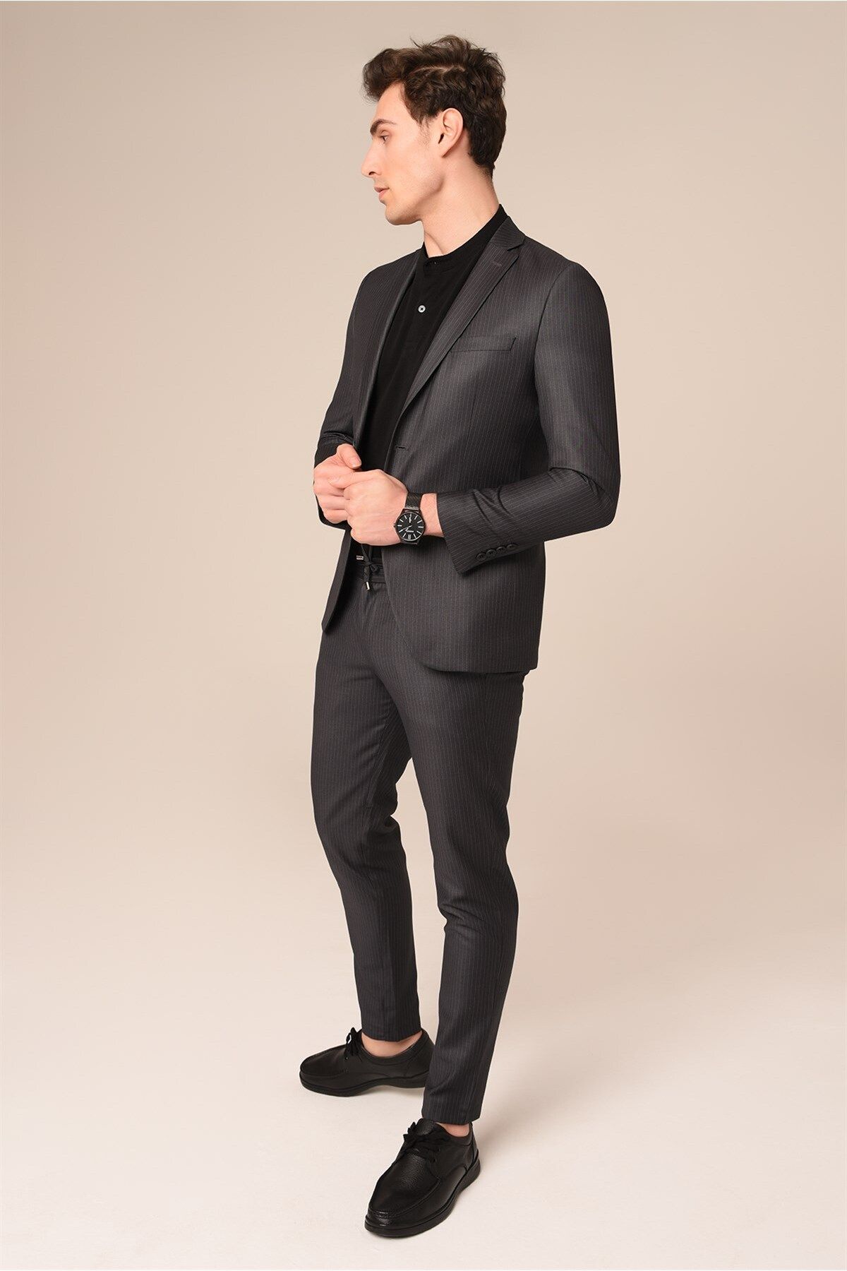 AGUSTİNİ-Agustini Smoked StripedSlimFit Suit -JoggerPants 2