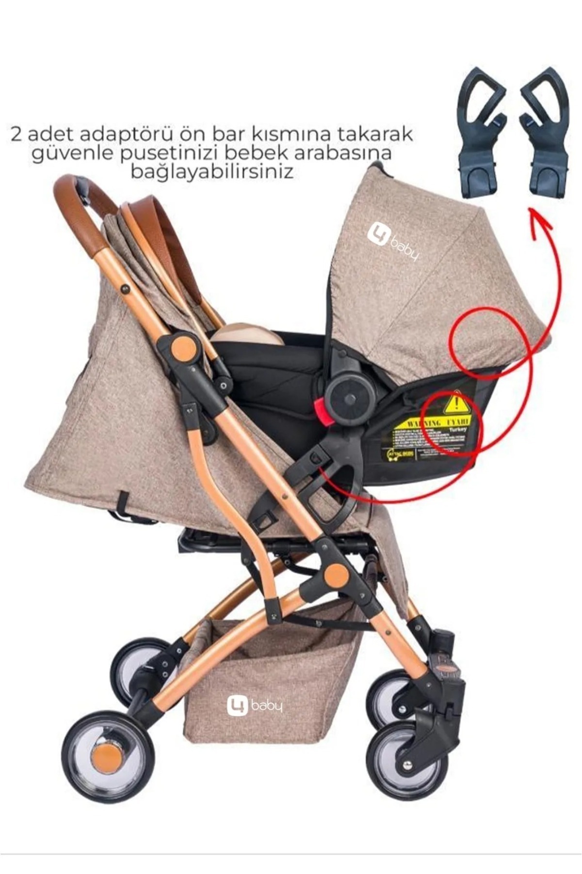 Mimma Baby Brown Drone Sky Travel Kabin Sistem Bebek Arabası fotoğrafı 2 (önizleme)