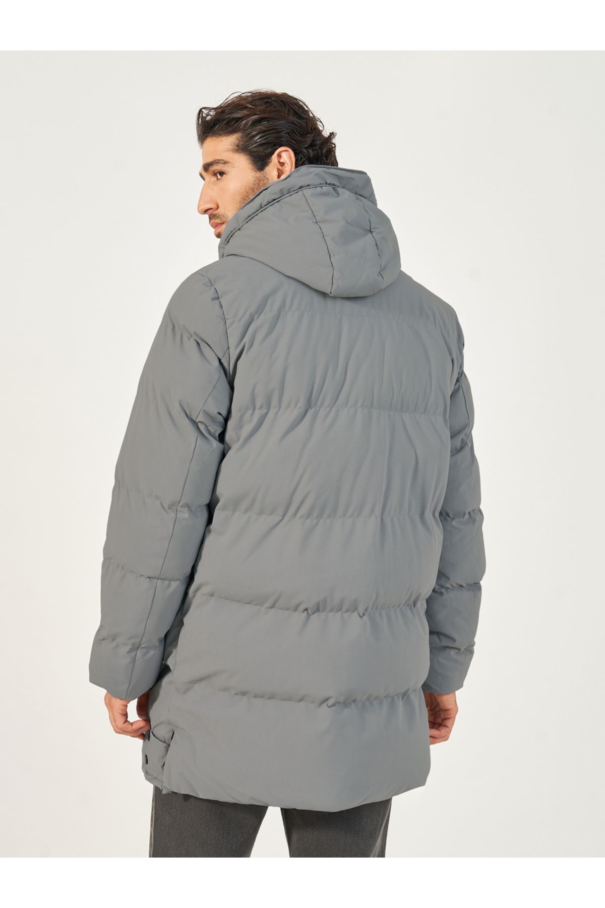 Styli-Longline Hooded Parka Jacket with Drawstring Tape Detail 5