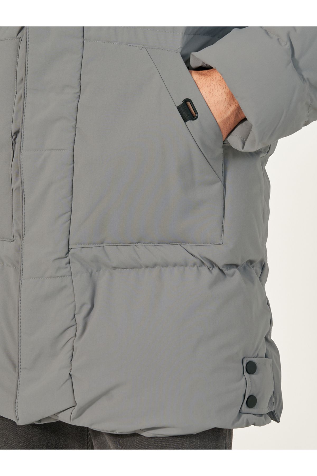 Styli-Longline Hooded Parka Jacket with Drawstring Tape Detail 4