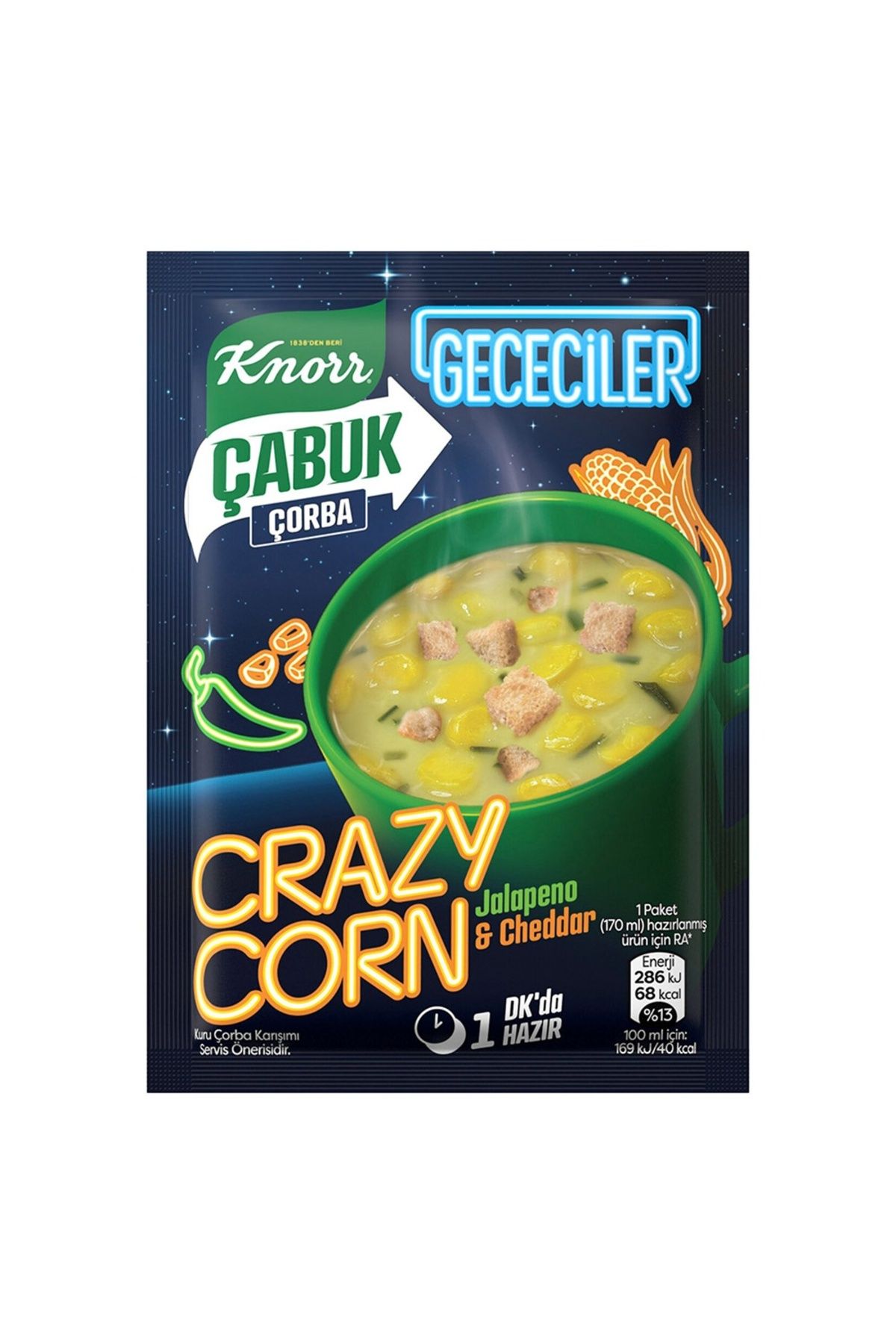 Knorr Çabuk Çorba Crazy Corn &amp; Jalapeno Cheddar 18 gr Paket (20 ADET)