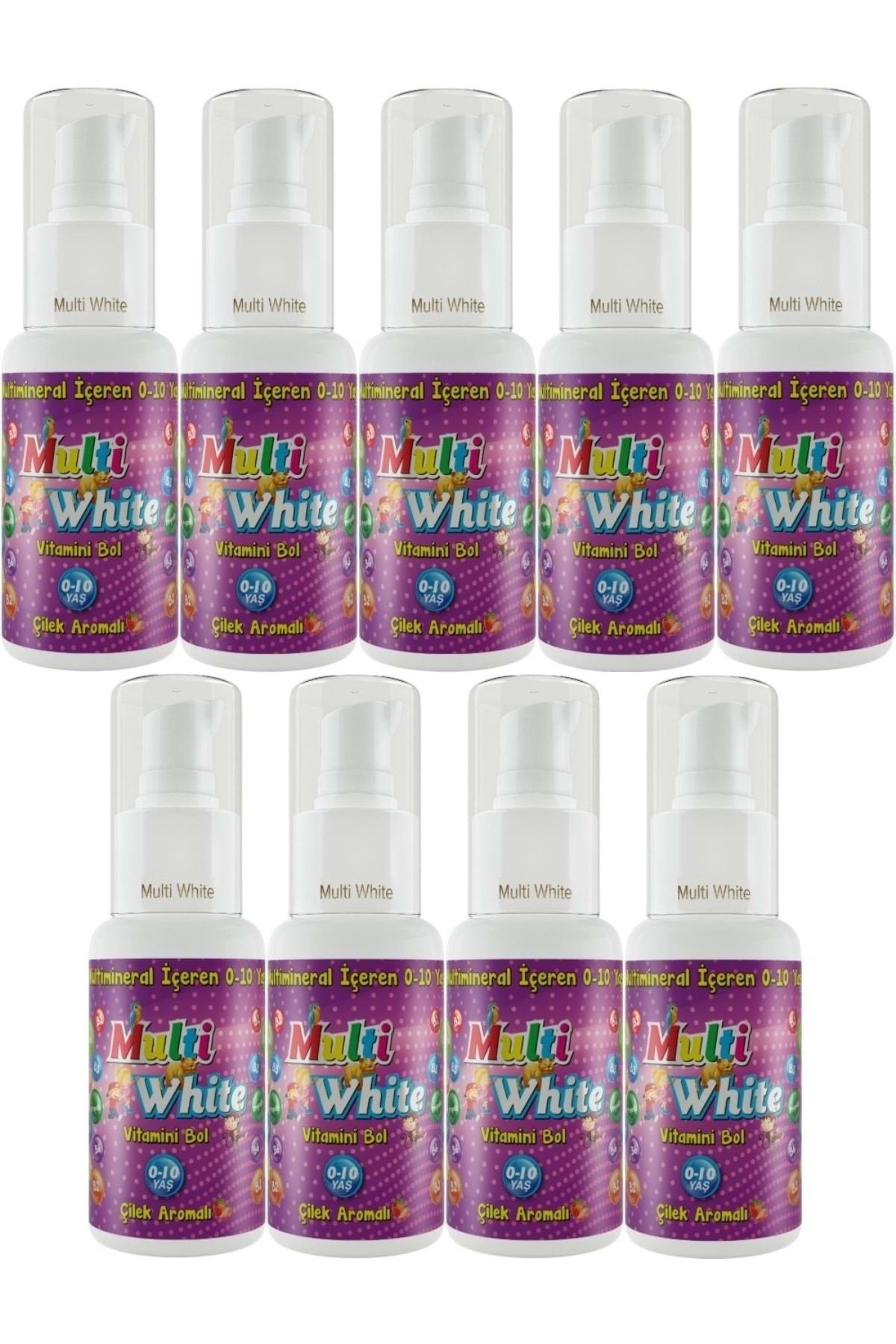 Multi White Diş Macunu 50ML Çilek Aromalı Bol Vitaminli (0-10 Yaş) (9 Lu Set)