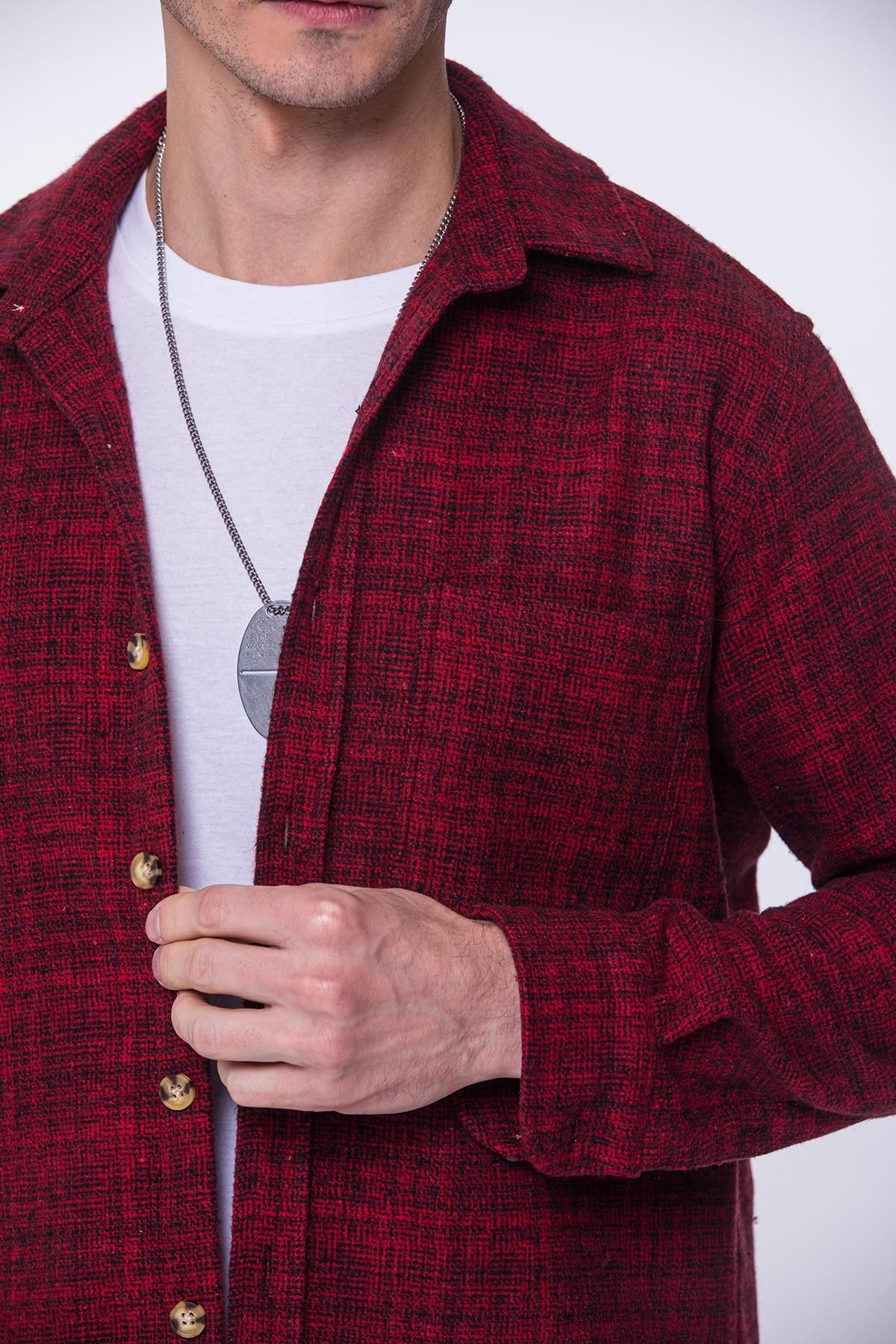 Fitmens-New Season Men's Lumberjack Shirt - Cotton, Shirt Collar, Red, Fs- 002168   - Oversize Gift Box 3