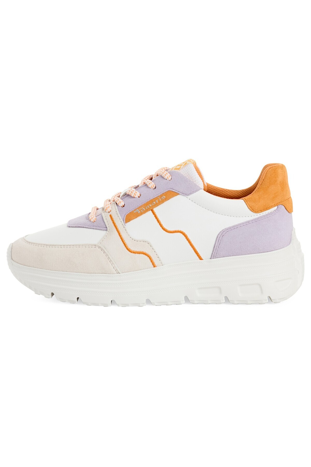 Tamaris-Damen Low Sneaker Low Top 1-23710-44 Weiß 608 Orange Comb Textil/synthetik 3