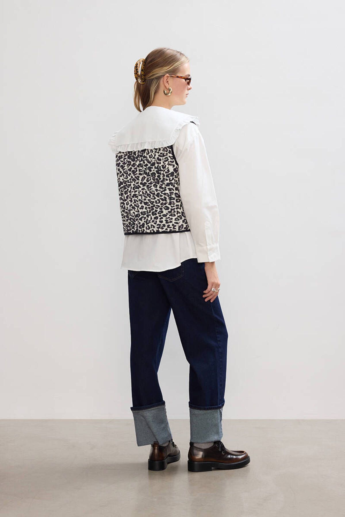 BE BLUE-Leopard Quilted Vest 5