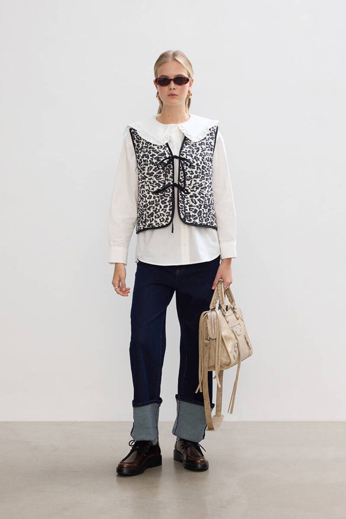 BE BLUE-Leopard Quilted Vest 2