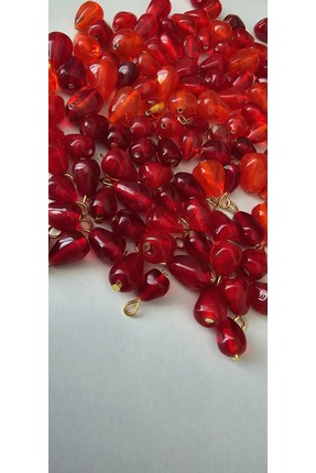 kırıkboncuk El Yapımı Murano Cam Nar Tanesi 3 Adet ***Kulpları Hediye***