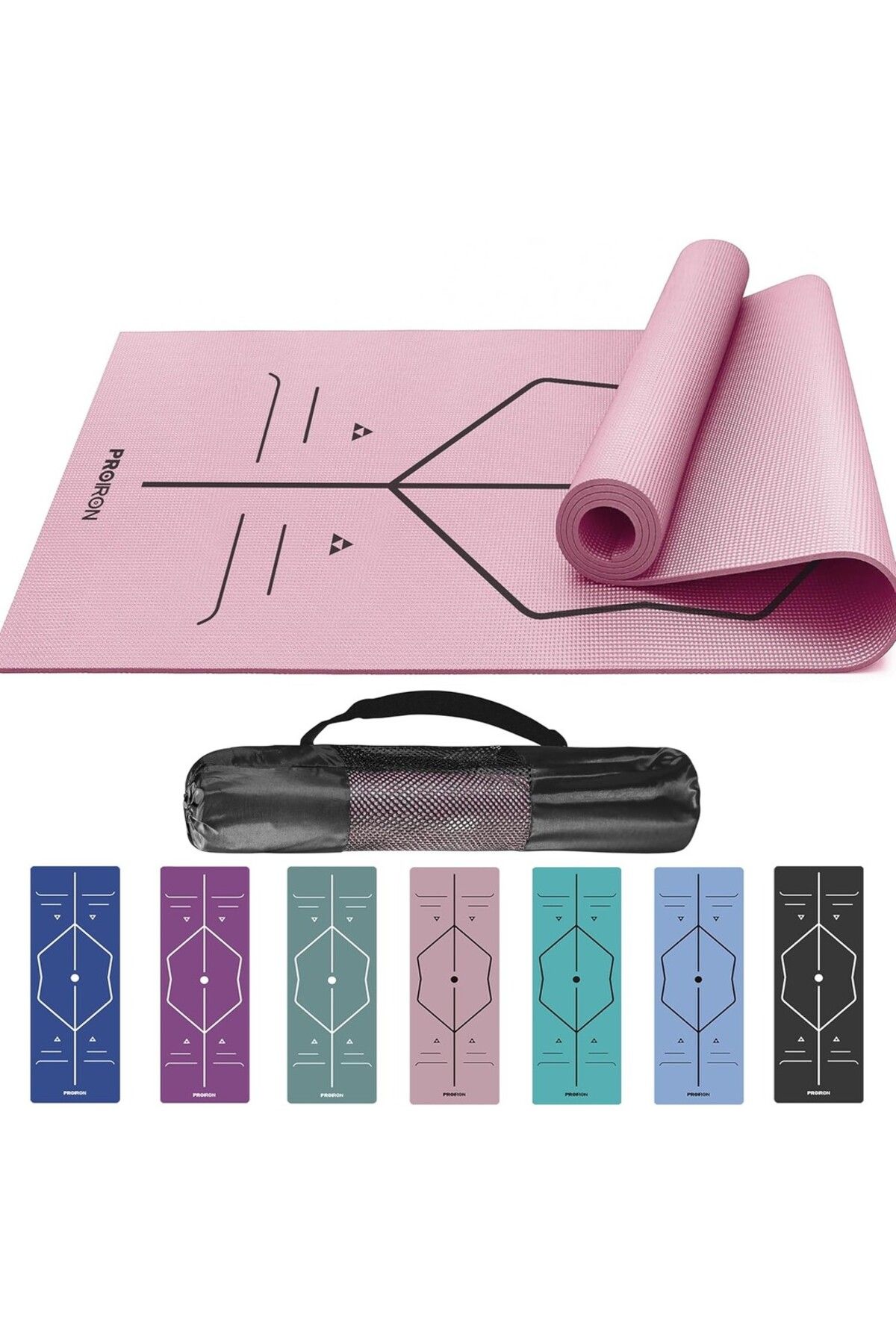 PROIRON Alignment System Pilates & Yoga Matı, Taşıma Çantası ile 1730 x 610 x 4mm