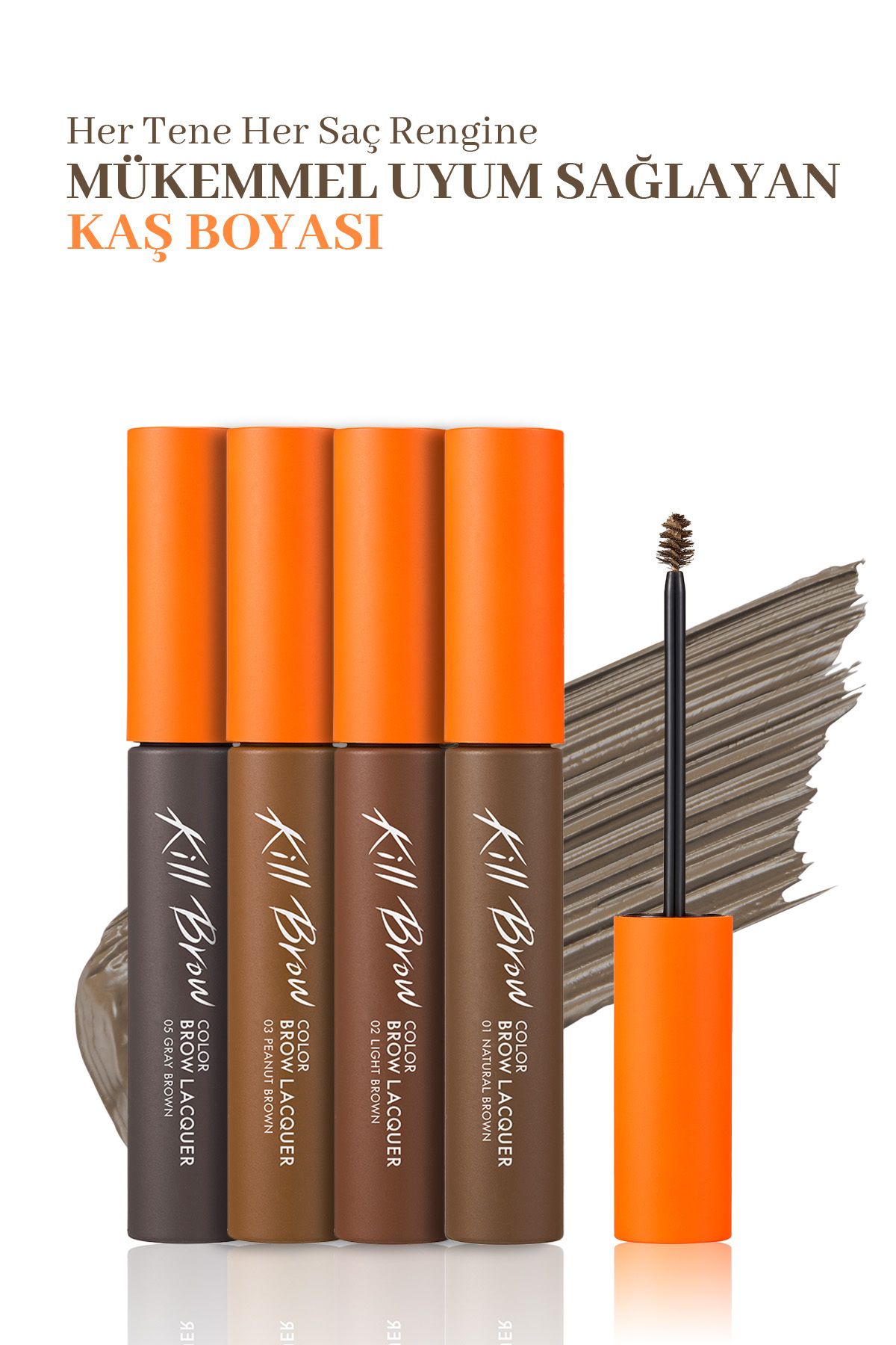 CLIO-Intense Pigmented, Triangular Brush Tip Eyebrow Mascara Clio Kill Brow Color Brow Lacquer (01 Natural Brown) 4