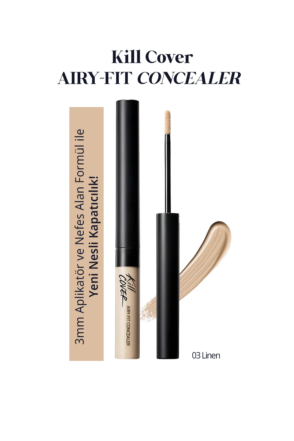 CLIO Hafif Formüllü, Uzun Süre Kalıcı Kapatıcı CLIO Kill Cover Airy-Fit Concealer (3 Linen) — بژ 6750