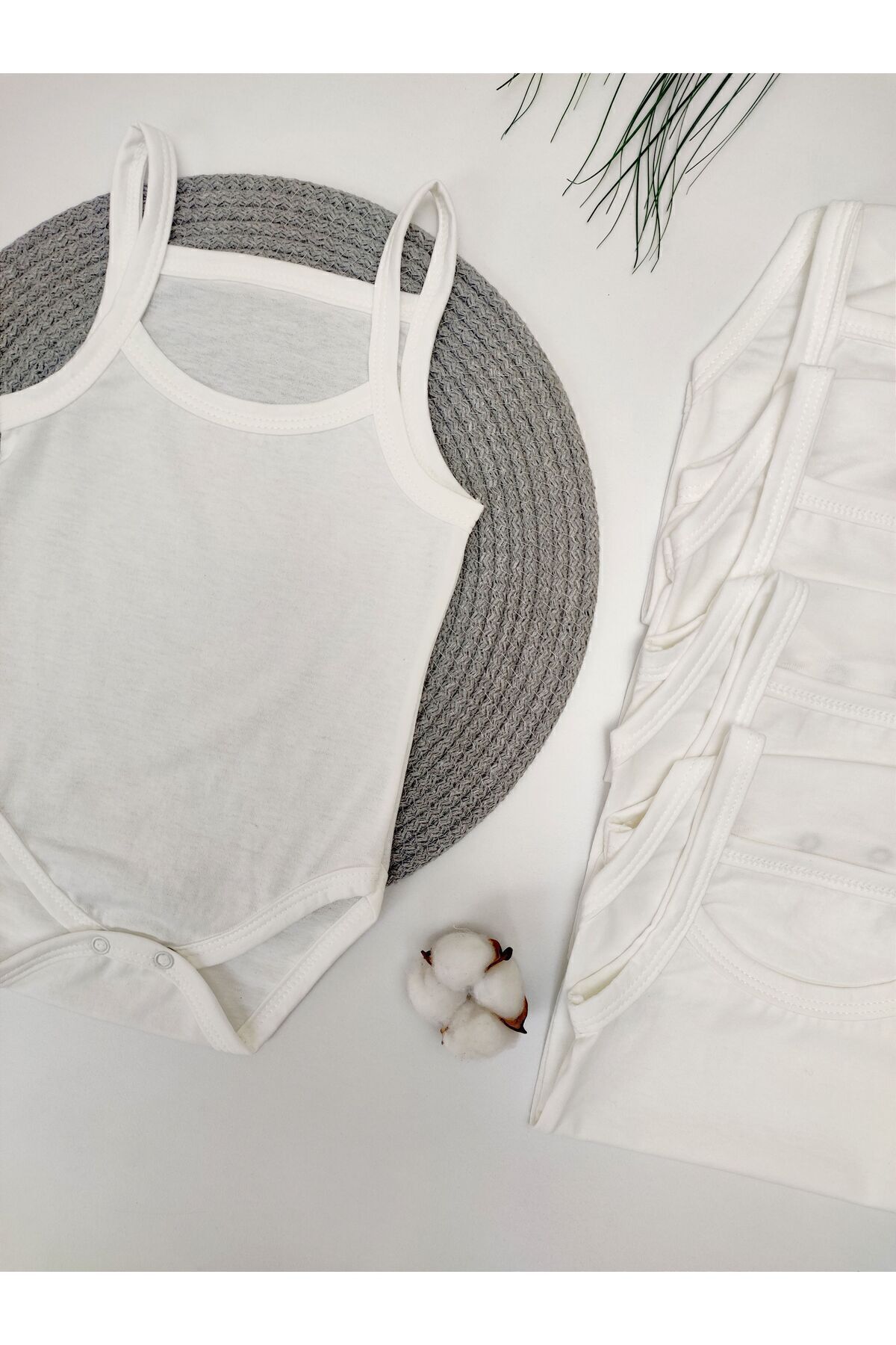 OMY 5'li 0-5 Yaş Ip Askılı Çıtçıtlı Body Zıbın Atlet Yenidoğan Hastane Çıkışı Kız Erkek Bebek Çocuk fotoğrafı 4 (önizleme)