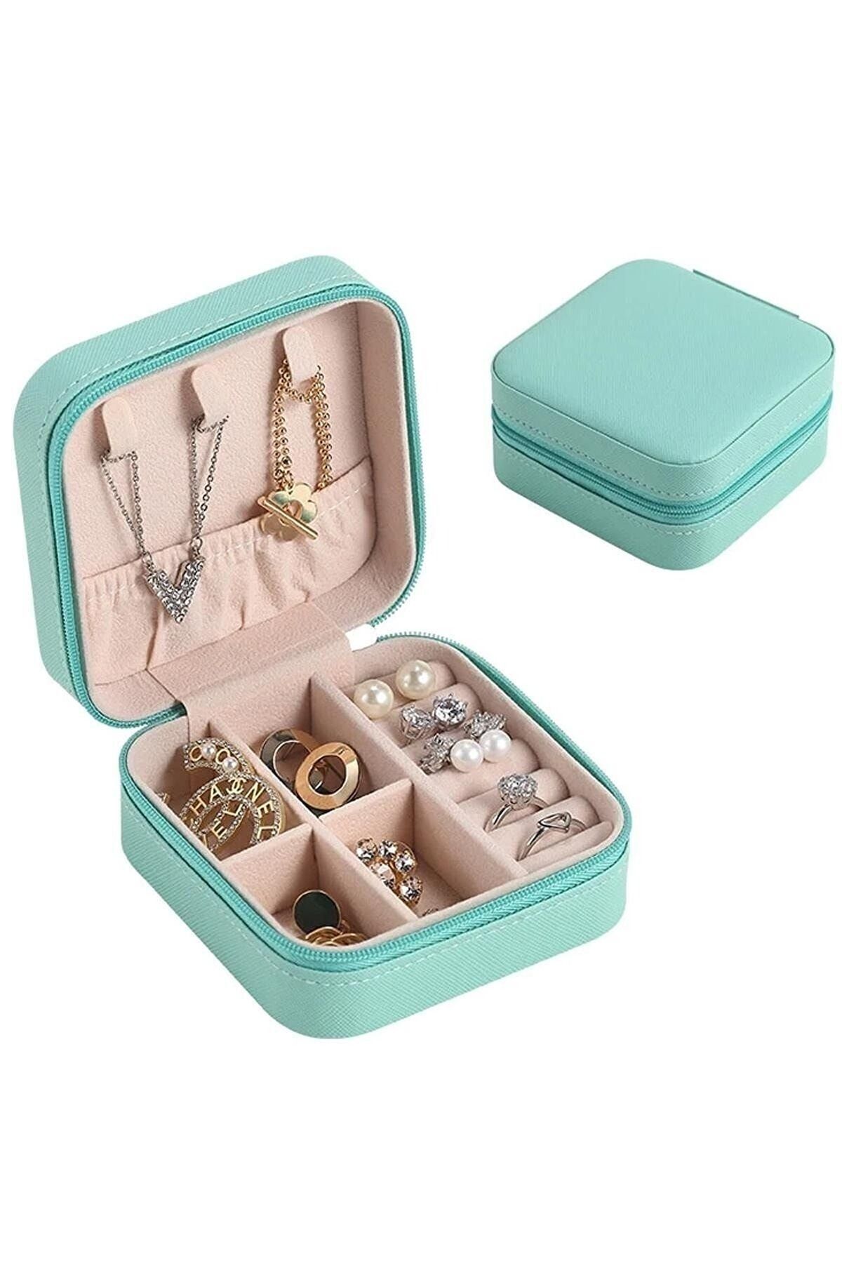 teknotrust-Mini Jewelry Jewelry Box - Necklace, Ring, Earring Organizer Travel Jewelry Case 1