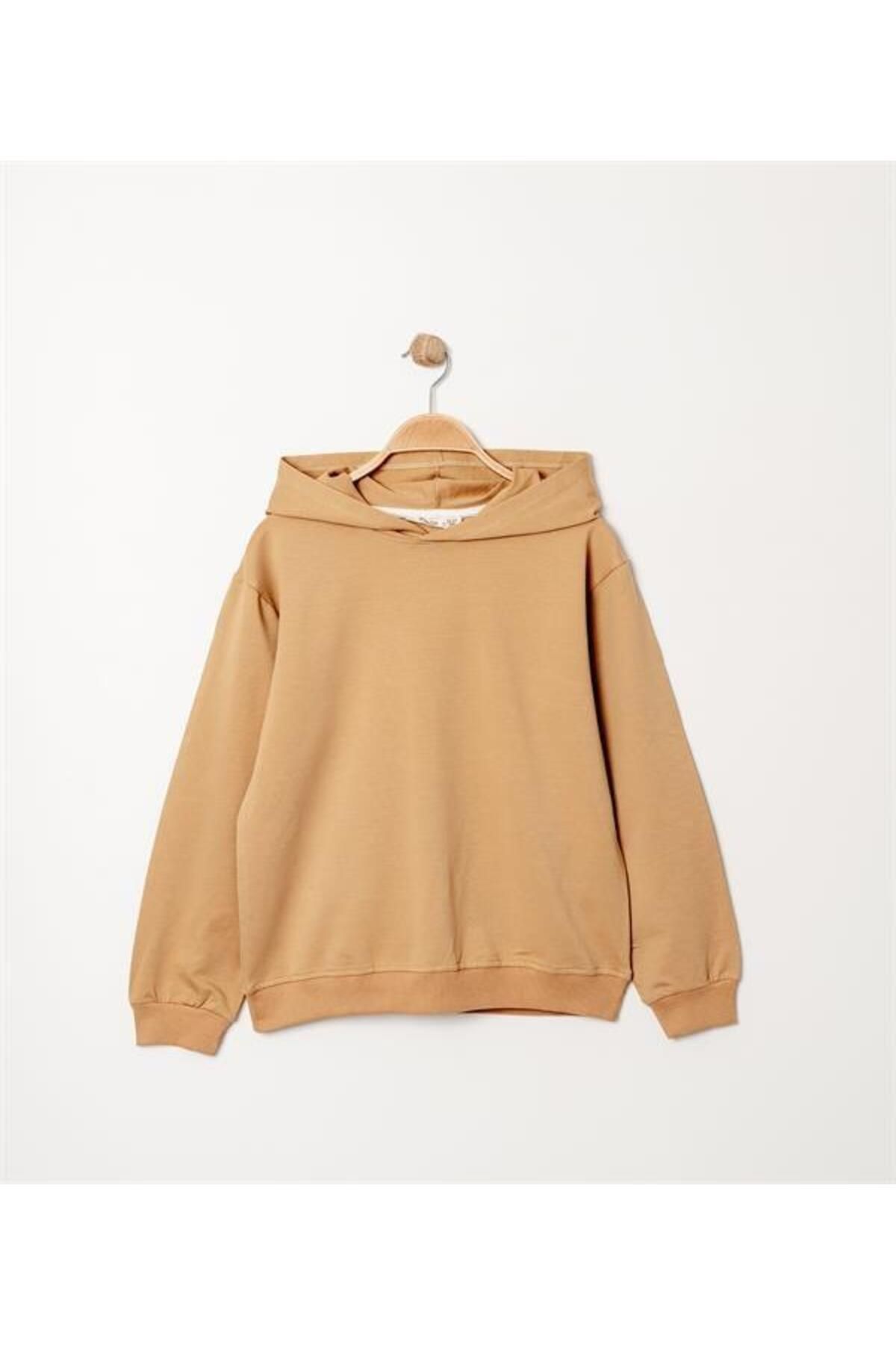 New Shine-Beige Hooded Girls' Sweatshirt 1