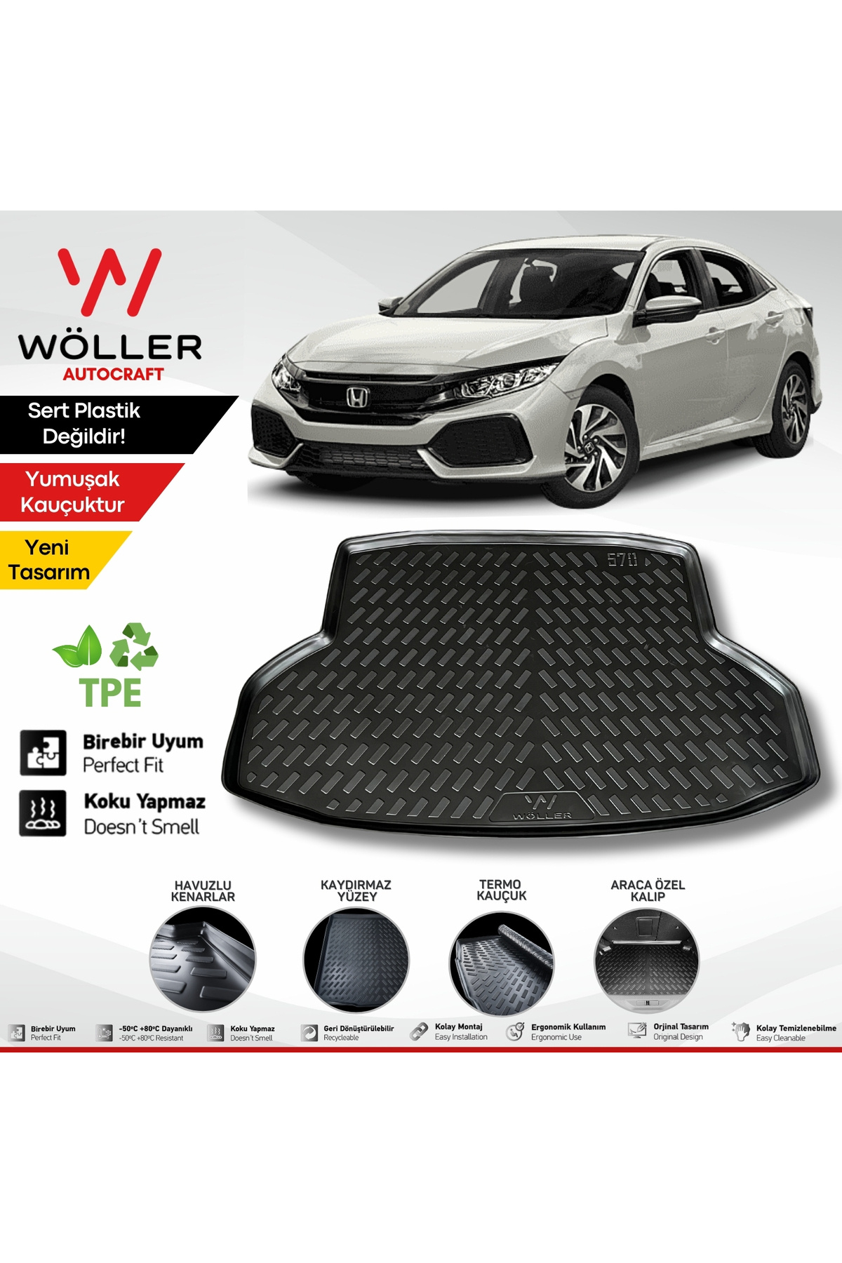 wöller Honda Civic Fc5 Bagaj Havuzu 2016 2021 Arası Uyumlu 3d Ultraflex Esnek