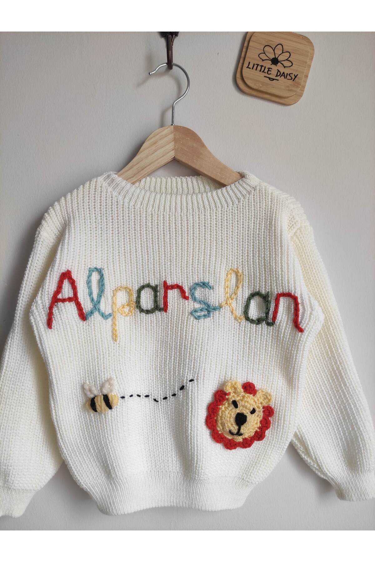 Genel Markalar Triko Kazak Oversize Unisex Bebek Çocuk İsim Yazılı İşlemeli Bebek Çocuk Kazak fotoğrafı 4 (önizleme)