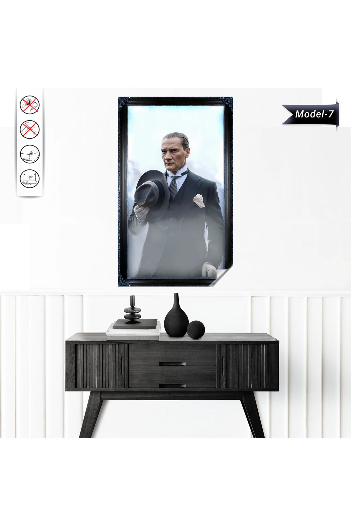 ZERO LAND Statik Tutunma Özellikli Tablo - Poster Atatürk (Model- 7) 70 CM X 110 CM 635117