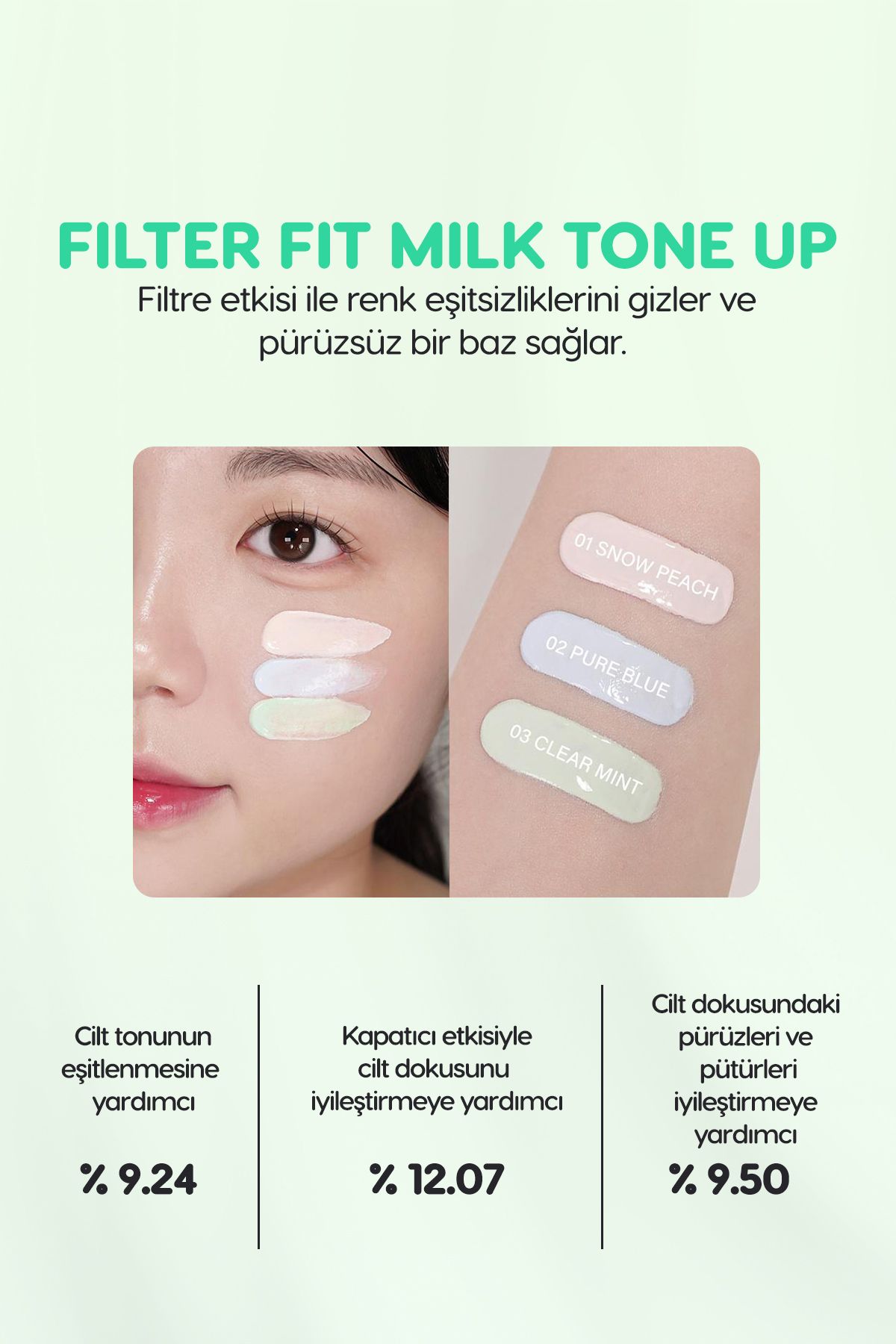 PERIPERA-Cream Tone Equalizing Filter - Neutralizing Redness, Spf30, Milk Tone up (003 Clear Mint) 4