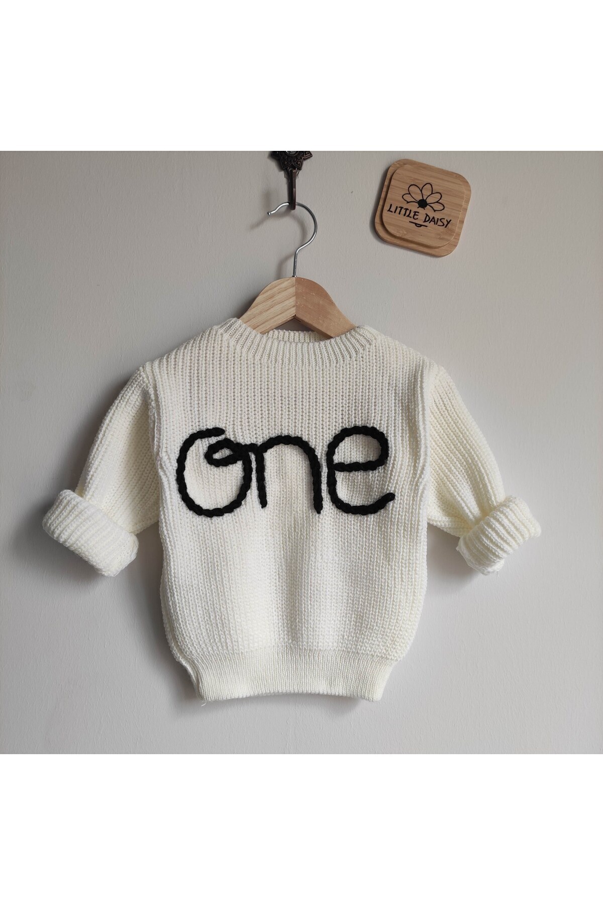 FLOWER BABY I?sim Harf Yazılı Bebek Çocuk Selanik Örgü Kazak Oversize Triko Kazak fotoğrafı 5 (önizleme)