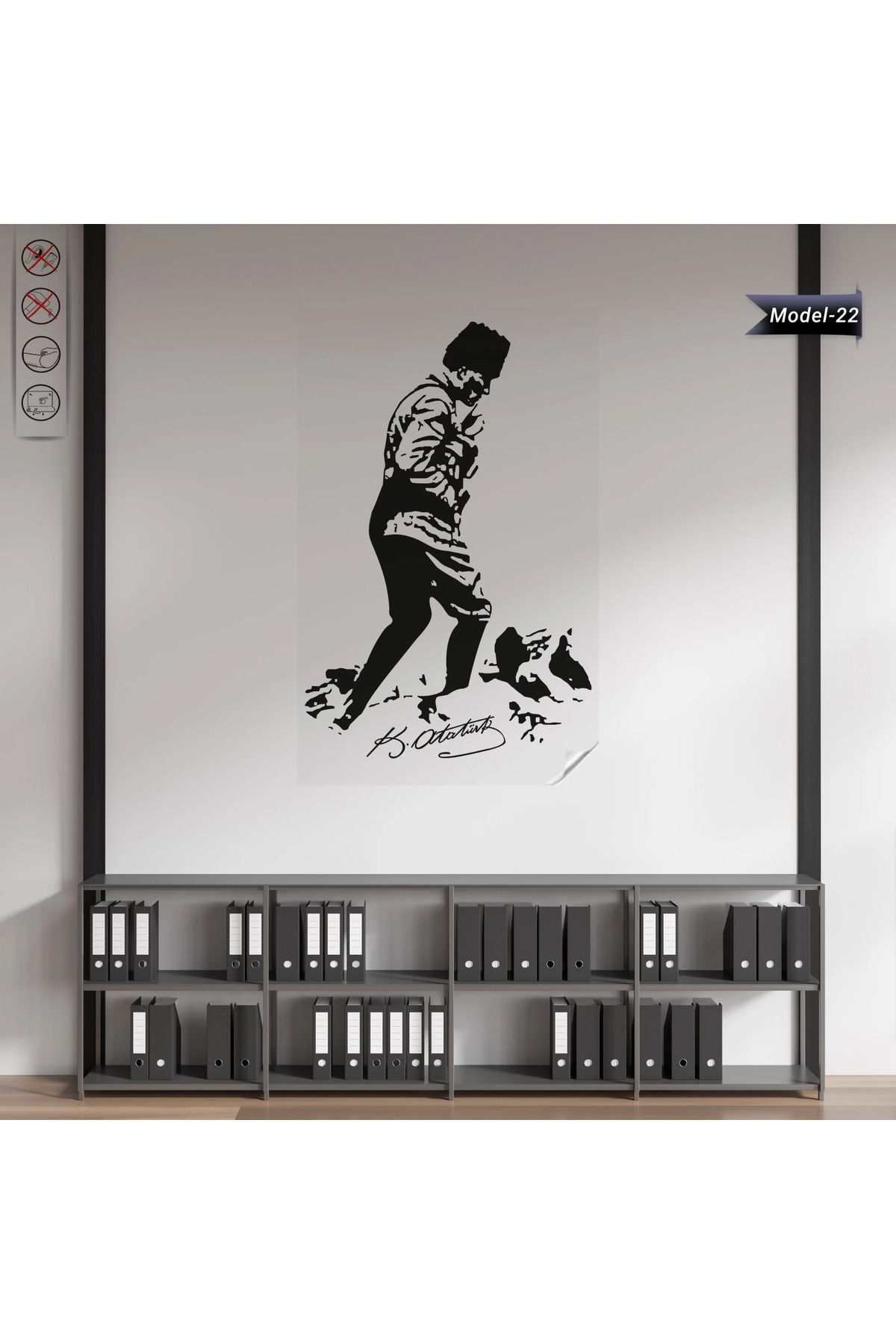 ZERO LAND Statik Tutunma Özellikli Tablo - Poster Atatürk (Model- 22) 56 CM X 100 CM DRSTR