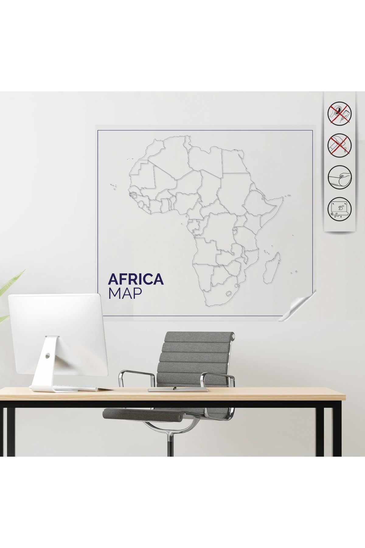 ZERO LAND Statik Kağıt Renksiz Dilsiz Afrika Haritası 2 CM X 84 CM 632128