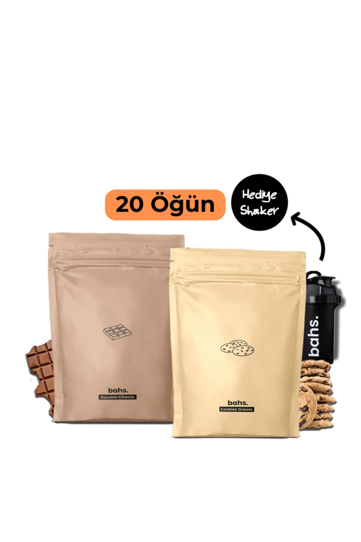 Bahs Proteinli Öğün Tozu | 1 Cookies Dream 1 Double Choco | 1 Shaker Hediye-1