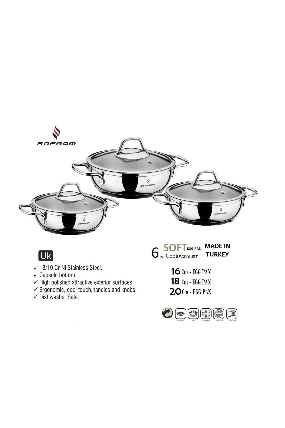 Sofram-Stainless steel Omelet cookware set 6 piece 3