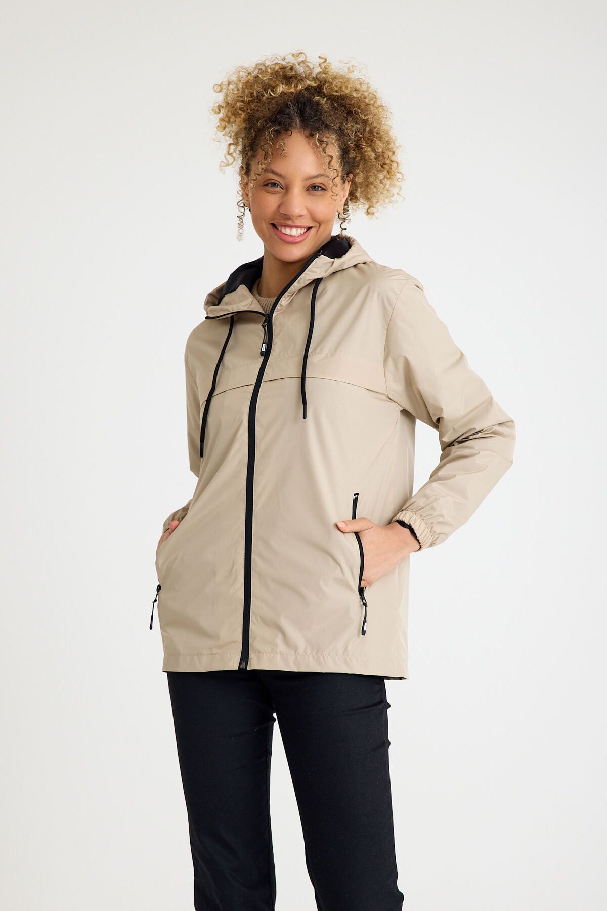 comstar-Women's Lined Water Resistant Hooded Pocket Raincoat 1