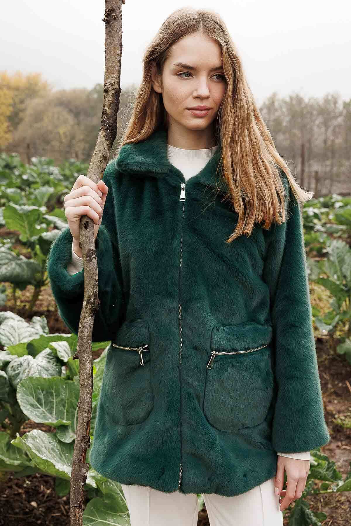 Hooopstore-Plush Green Coat 2