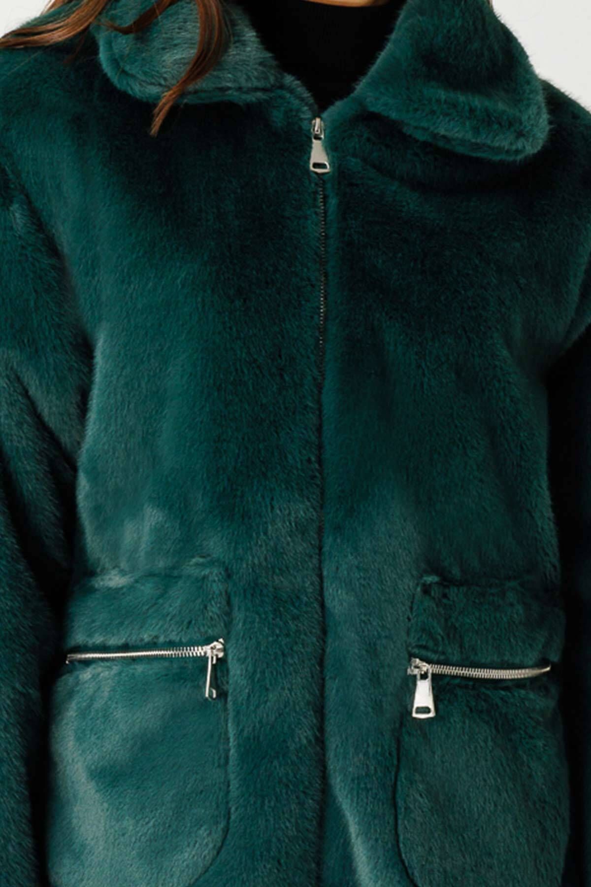 Hooopstore-Plush Green Coat 7