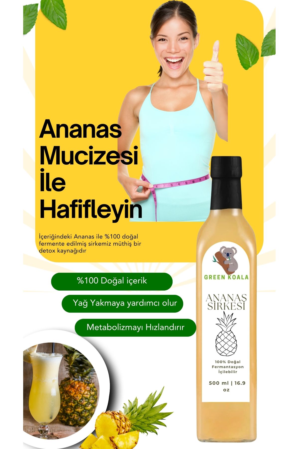 Green Koala Ananas Sirkesi 500 ml