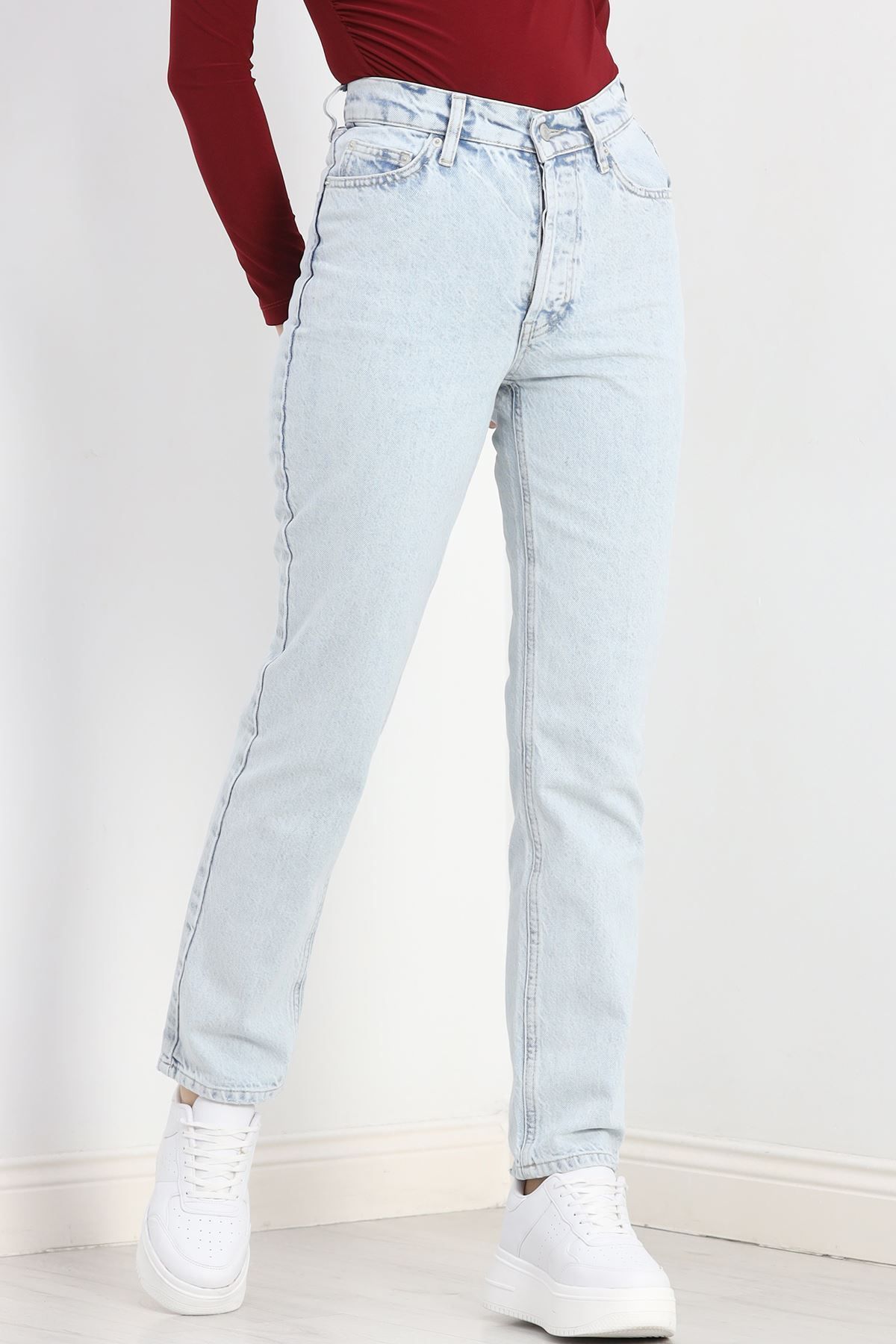 NOBLESTYLE-High Waist Ice Blue Mom Jeans - 20632.1590 1