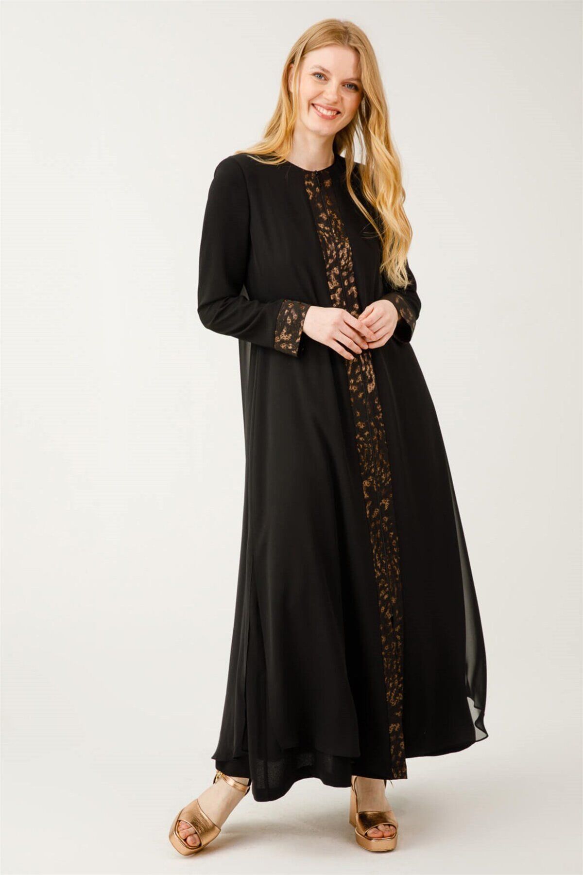 Esswaap-Garnished Ferace Black with Chiffon Detail 3