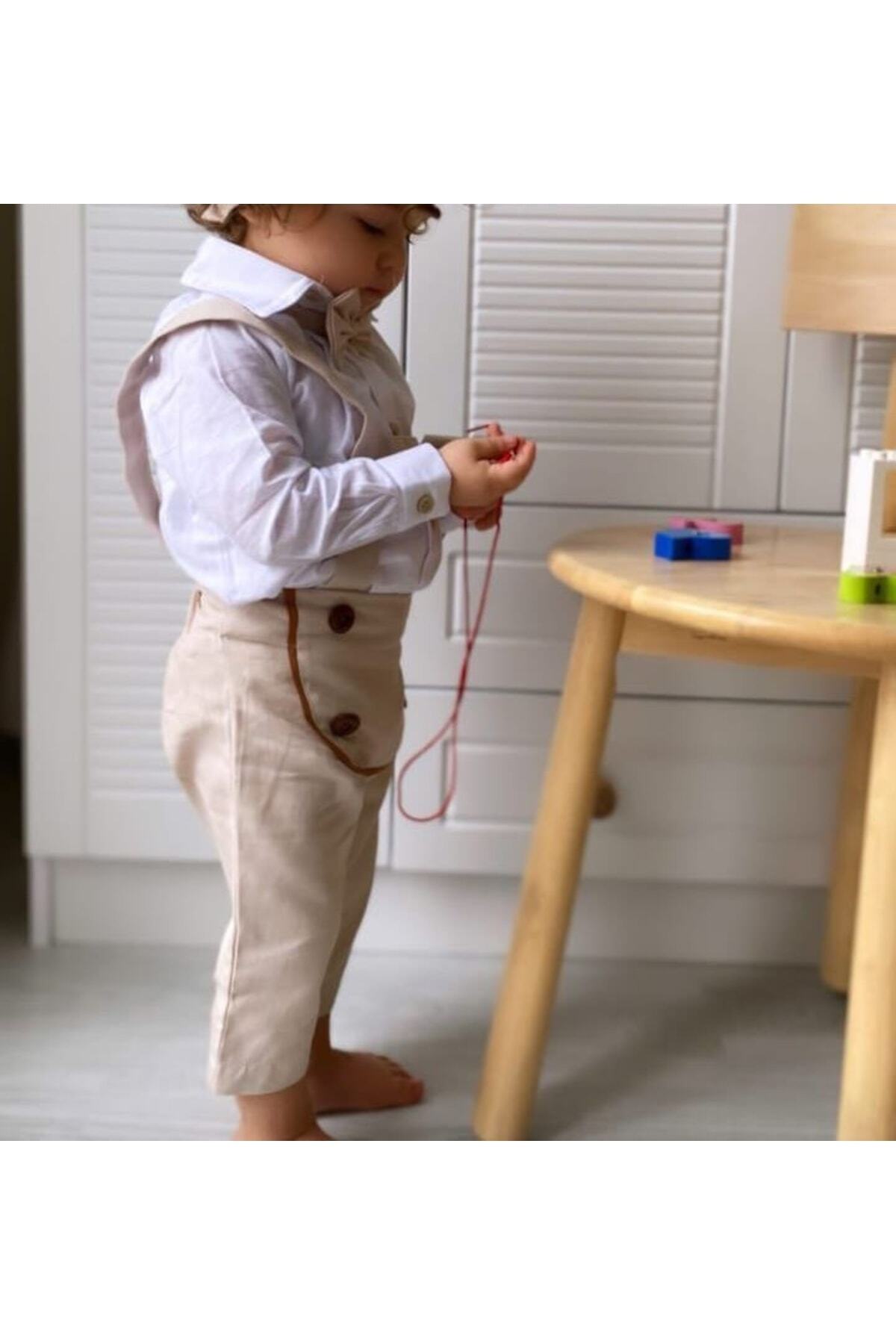 favorimkids Krem Salopet Gömlek Papyon fotoğrafı 4 (önizleme)