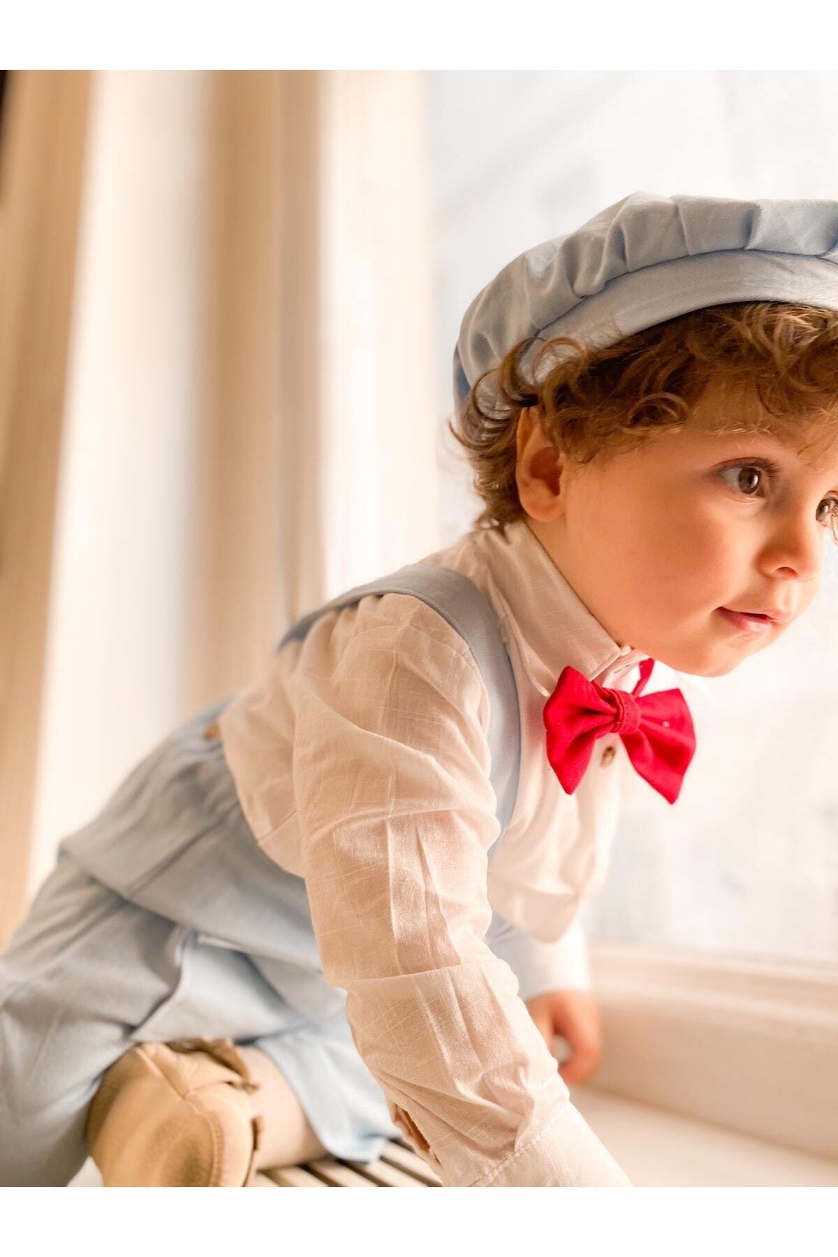 favorimkids Bebe Mavisi Bebek Salopet - Gömlek - Papyon - 3 Lü Set fotoğrafı 3 (önizleme)