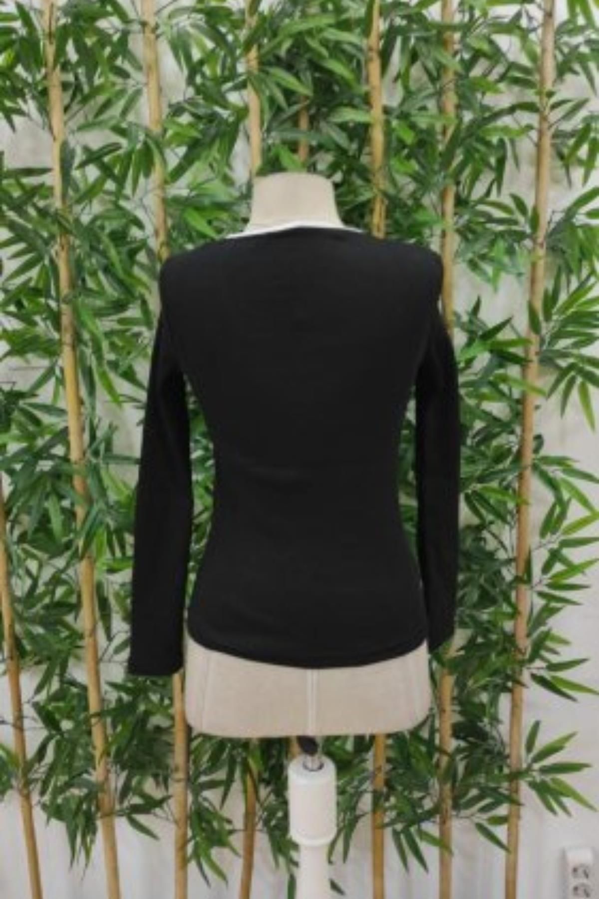 Mossta-Black Camisole Blouse - Collar Lacing Detail 5