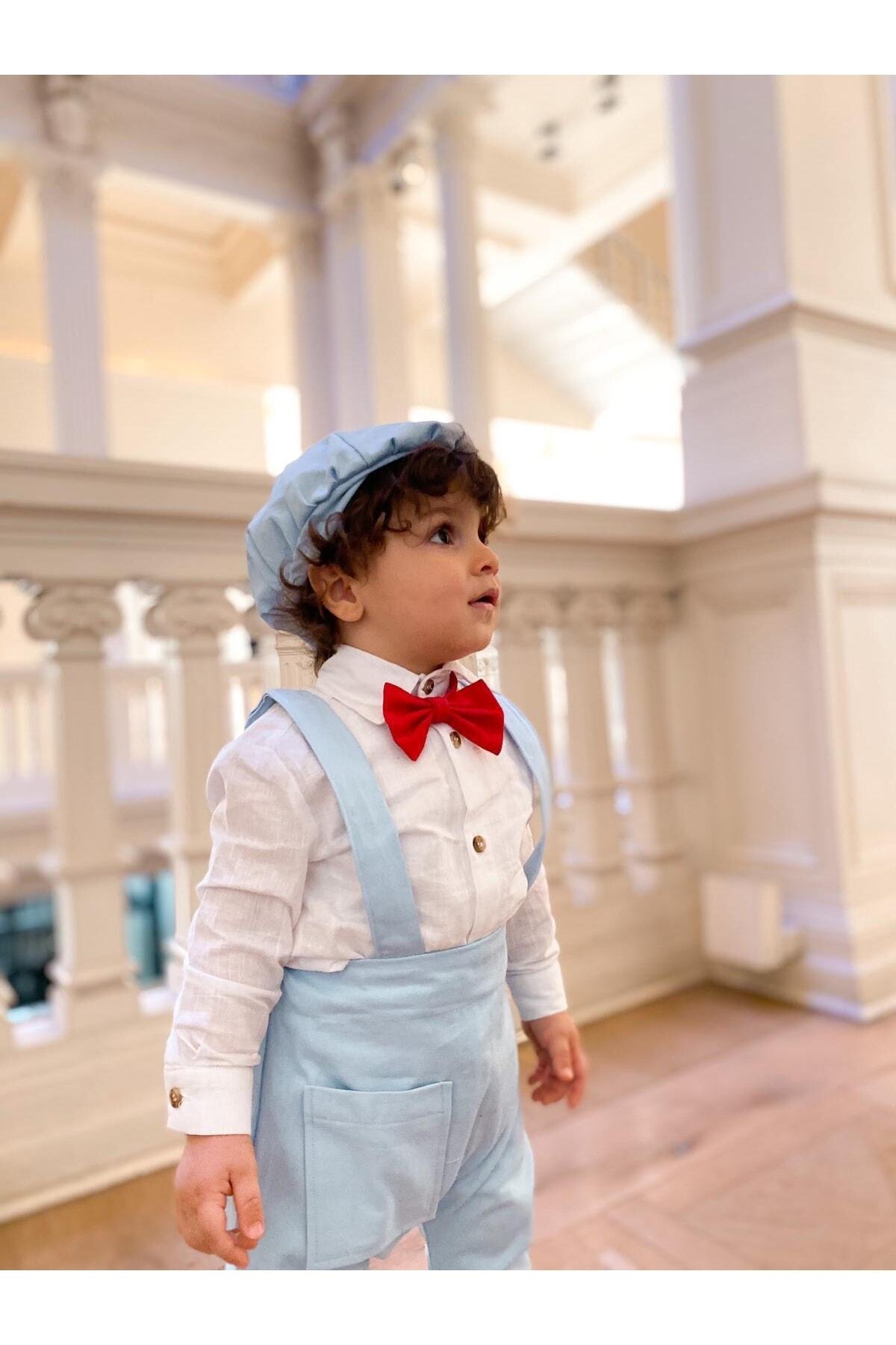 favorimkids Bebe Mavisi Bebek Salopet - Gömlek - Papyon - 3 Lü Set fotoğrafı 4 (önizleme)