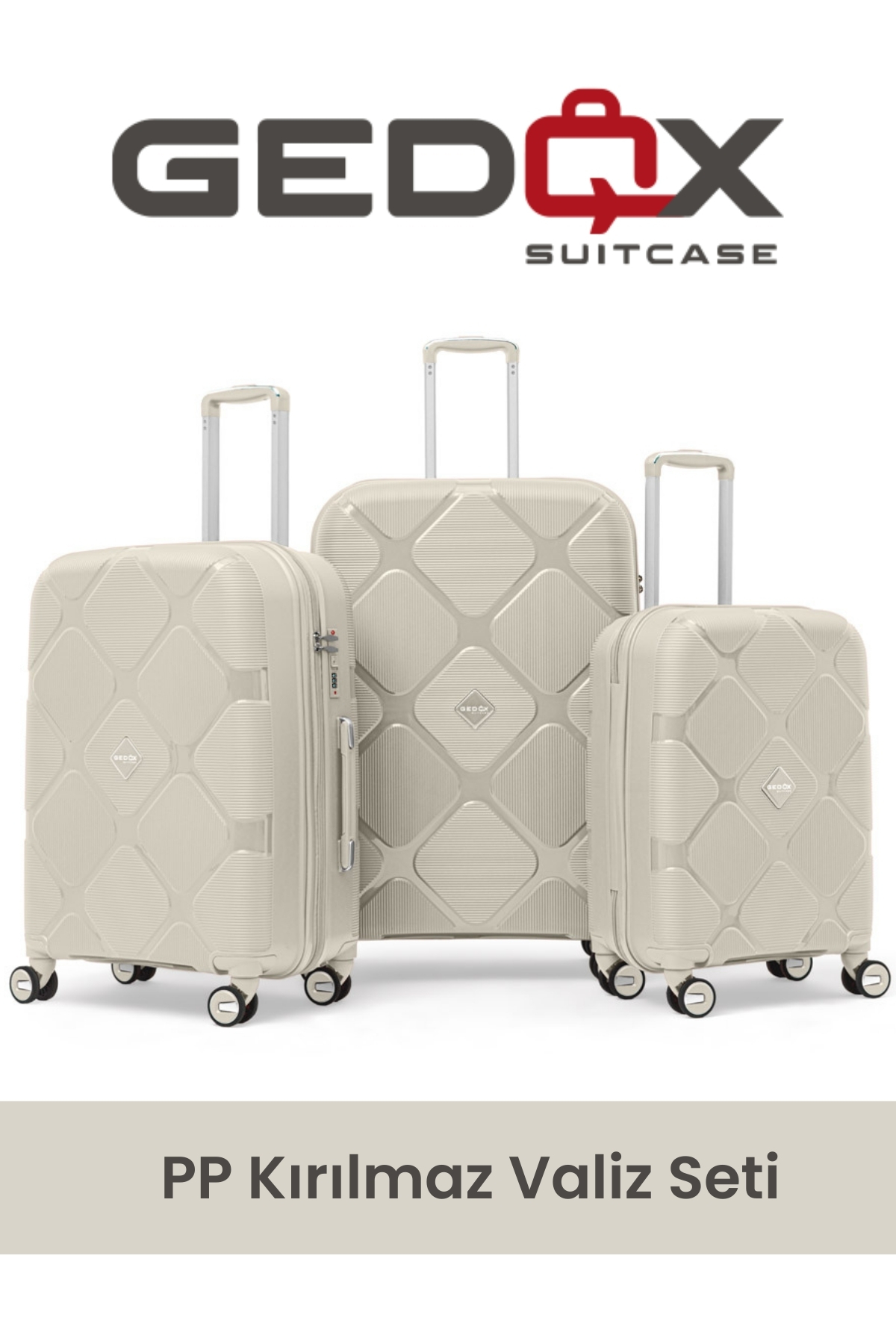 Gedox Silikon PP Kırılmaz 3'lü İnci Lüx Valiz Seyahat Seti