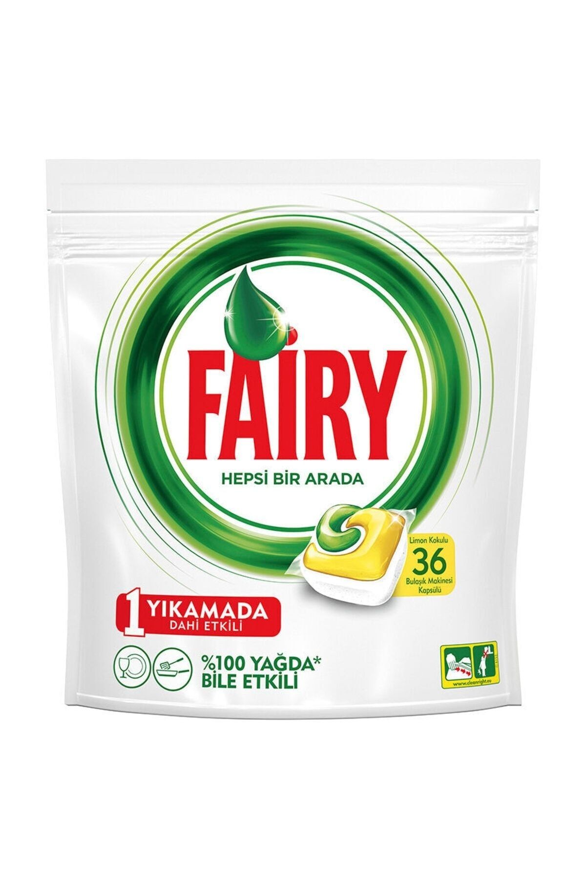 Fairy Hepsi Bir Arada 36 Yıkama Bulaşık Makinesi Deterjanı Kapsülü Limon Kokulu