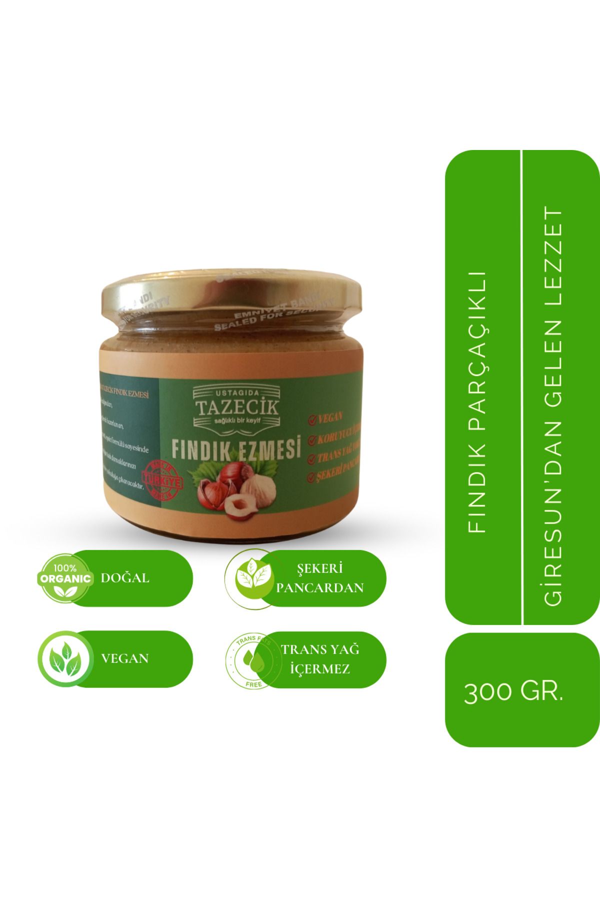 UstaGıdam Giresun Fındık Ezmesi %80 Fındık 300 Gram - Doğal-