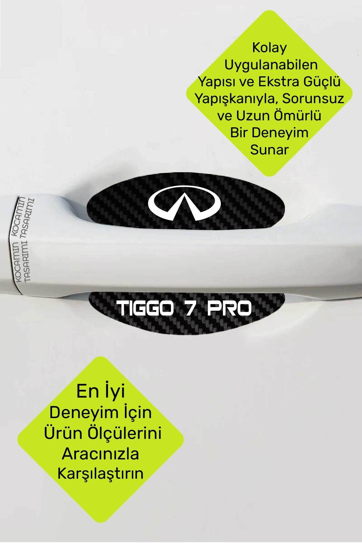 Kocamın Tasarımı-Chery Tiggo 7 Pro Model - 4 Pcs Carbon Pattern Anti-Scratch Door and Foil Set 5