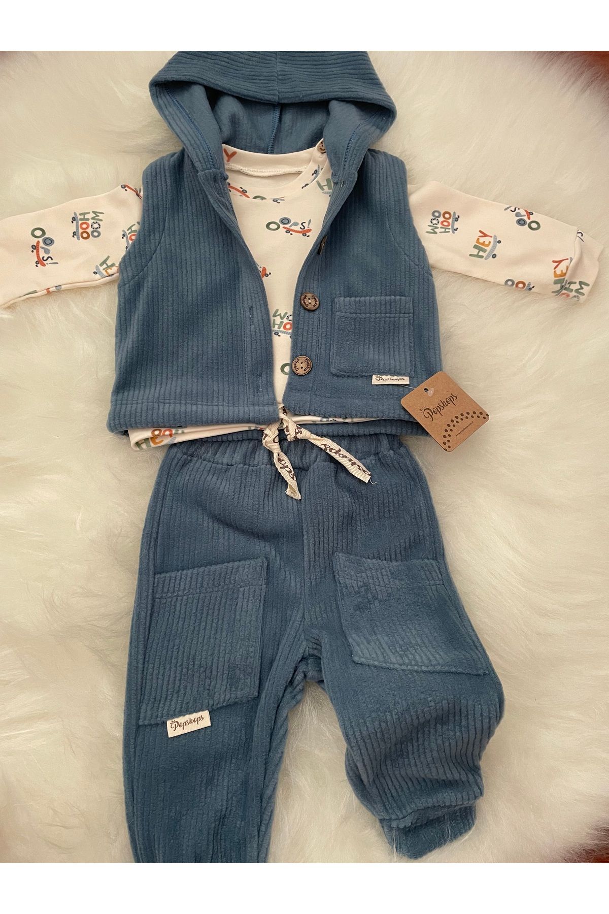 MODAMBEBEK-Baby Boy Velvet Vest Set 3